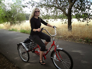 Rebecca on her three-wheel cycle.