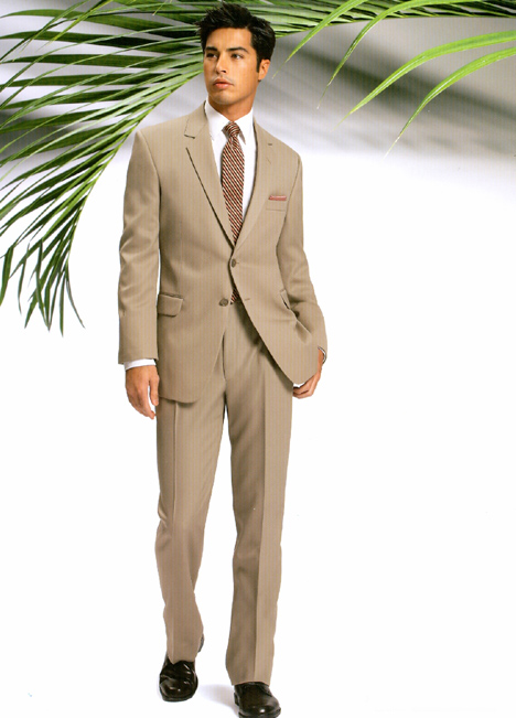 Most tuxedo rental companies have the tan tuxedo to rent to grooms