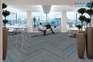 Thảm trải sàn văn phòng sử dụng thảm tấm Fairyland-02+04 đan xương cá