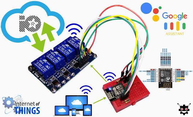 Membuat Google Home menggunakan Chip ESP 12-E Arduino 4 Channel Relay (Adafruit, IFTTT, Google Assistant)