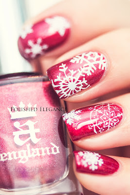 A-England - Rose Bower snowflake nail art manicure christmas manicure nail art red nail polish