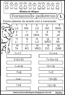 Formar palavras com sílabas numeradas L