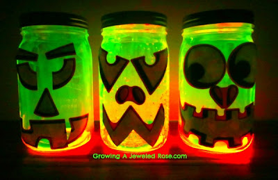 glowing pumpkin jars glow in the dark