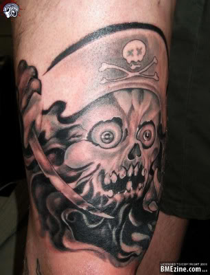 pirate ship tattoos. skull sleeve tattoos.