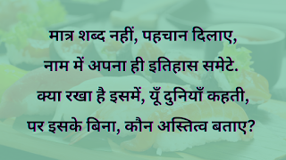 A 4-liner Hindi Poem on the topic "What's there in the name?"