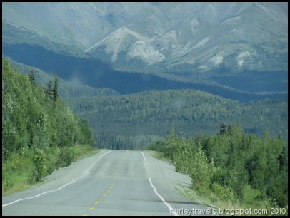 The roller-coaster roadway along the Tok Cutoff provides some tickle-belly riding on the morning of August 2.  