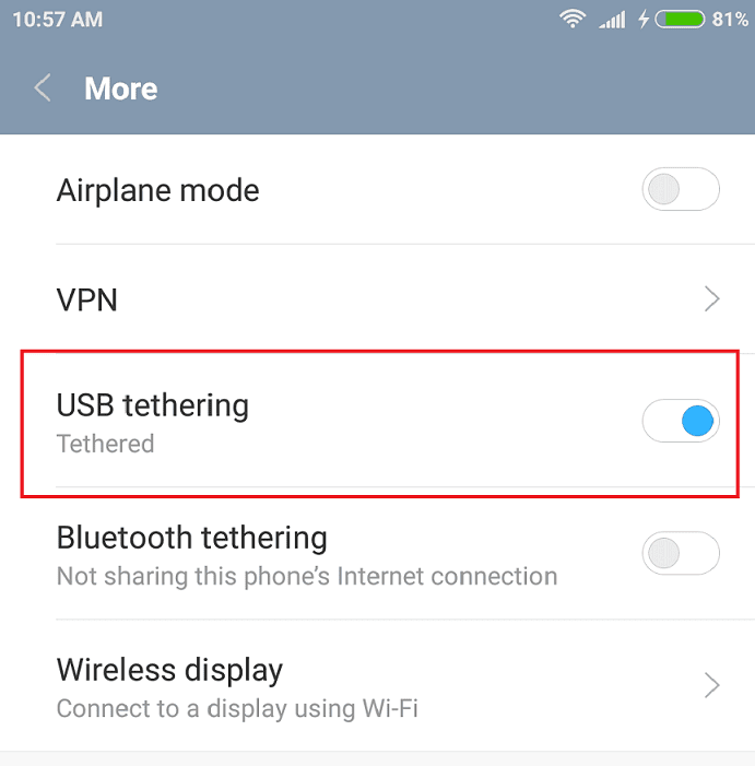 How to share an internet connection from phone (Step 2)