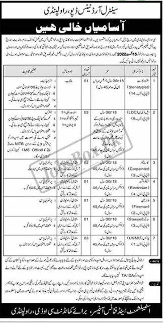 Pakistan Army Central Ordnance Depot COD Jobs 2022