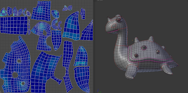 UV map and mesh with seams