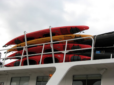 Kayaks aboard National Geographic Ship Sea Bird