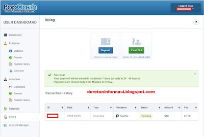 Cara Withdraw / PO / Payout / Cashout PopCash Dengan Tutorial Mudah dan Terbaru