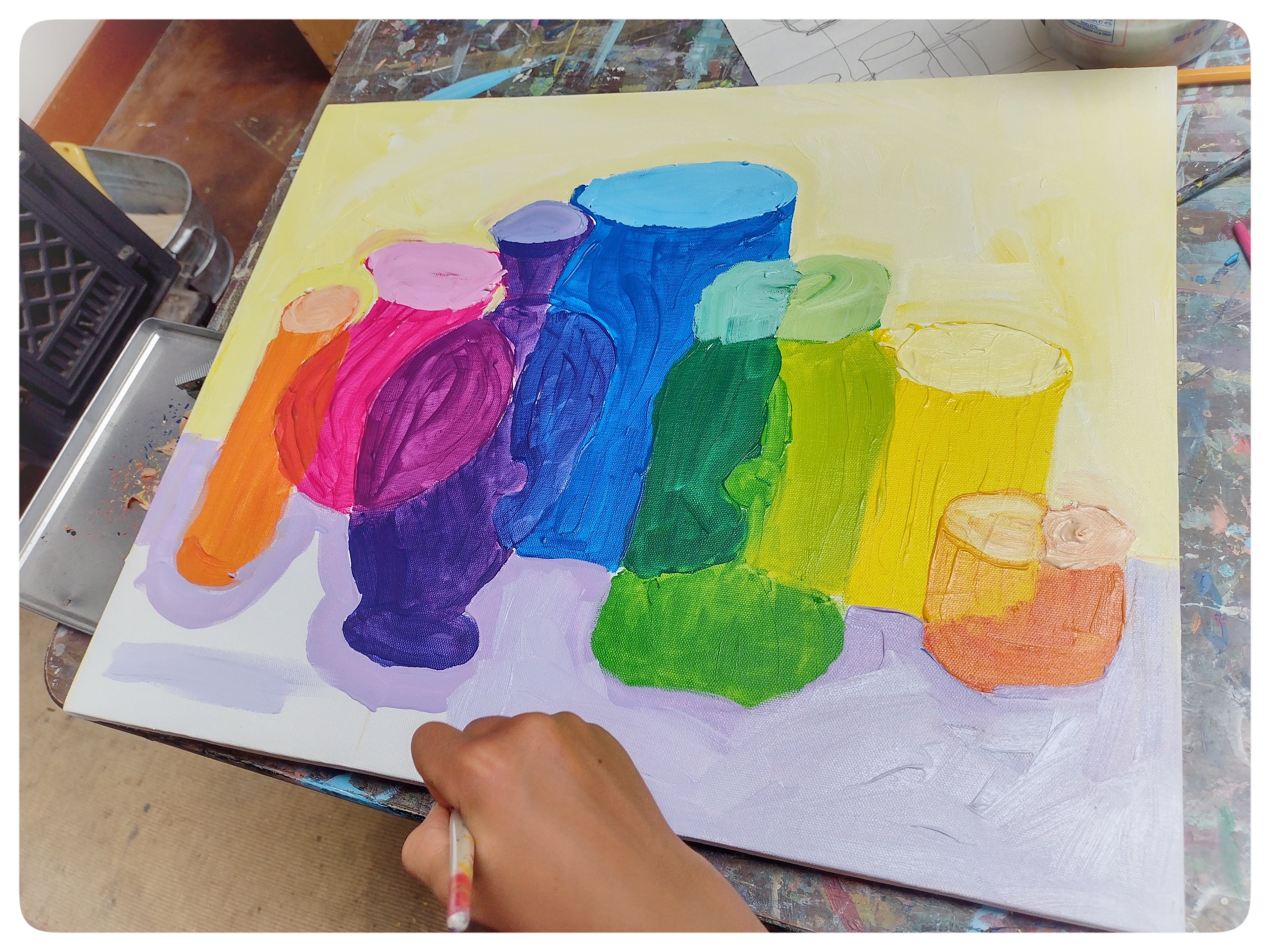 Studio Kids - Children's Art Classes in Ballard, Seattle: Color theory,  Still life, Rainbow painting project