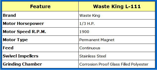 waste king legend l-111 features