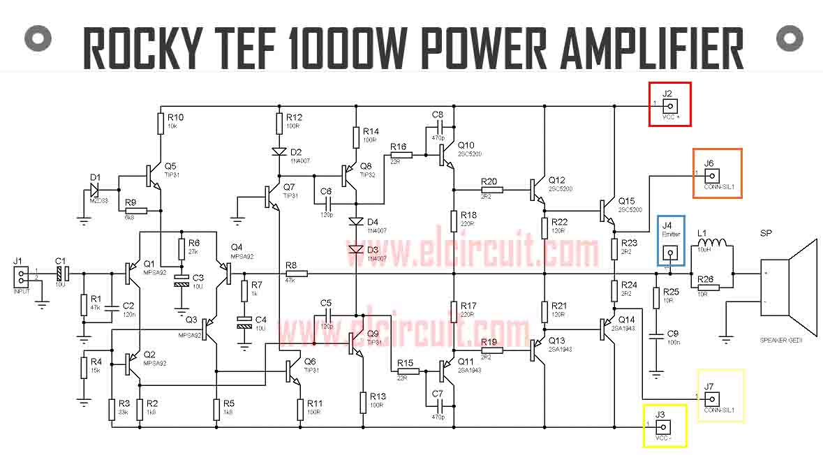 Power Amplifier 2000 Watt Electronic Schematic Diagram