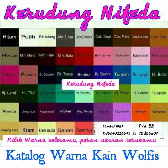 KERUDUNG DAN KAIN WOLFIS NIFEDA Katalog Warna  Kain Wolfis 