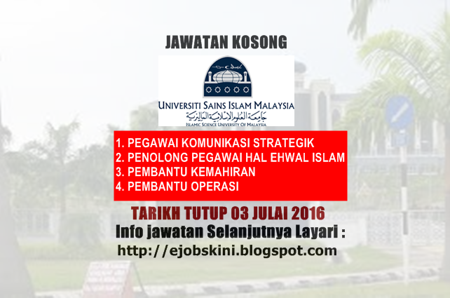 Jawatan Kosong Universiti Sains Islam Malaysia (USIM)