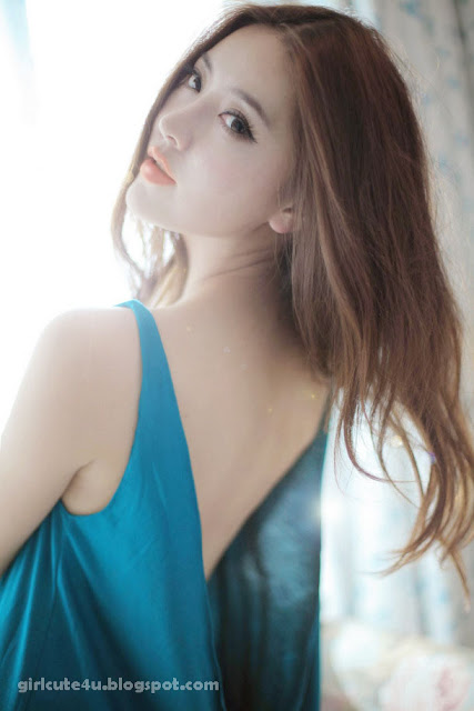 Zhao-Yufei-Low-Back-Teal-Dress-08-very cute asian girl-girlcute4u.blogspot.com
