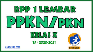 RPP 1 Lembar PPKN Kelas X Revisi Tahun 2020