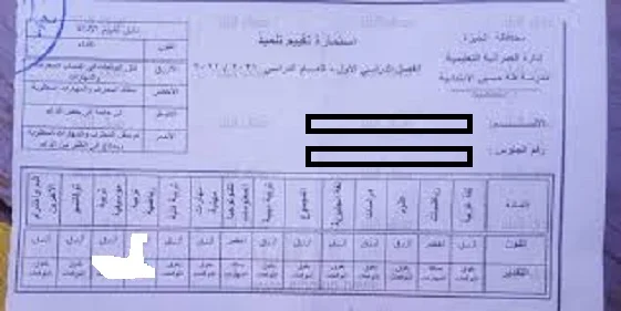 نتيجة الصف الرابع الابتدائي ترم اول 2024 تجريبي.خاص.حكومي