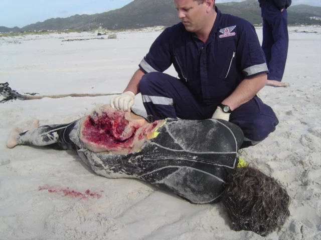 man dead on a beach