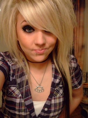 emo girl hairstyle pictures. Beautiful Long Blonde Emo Girl