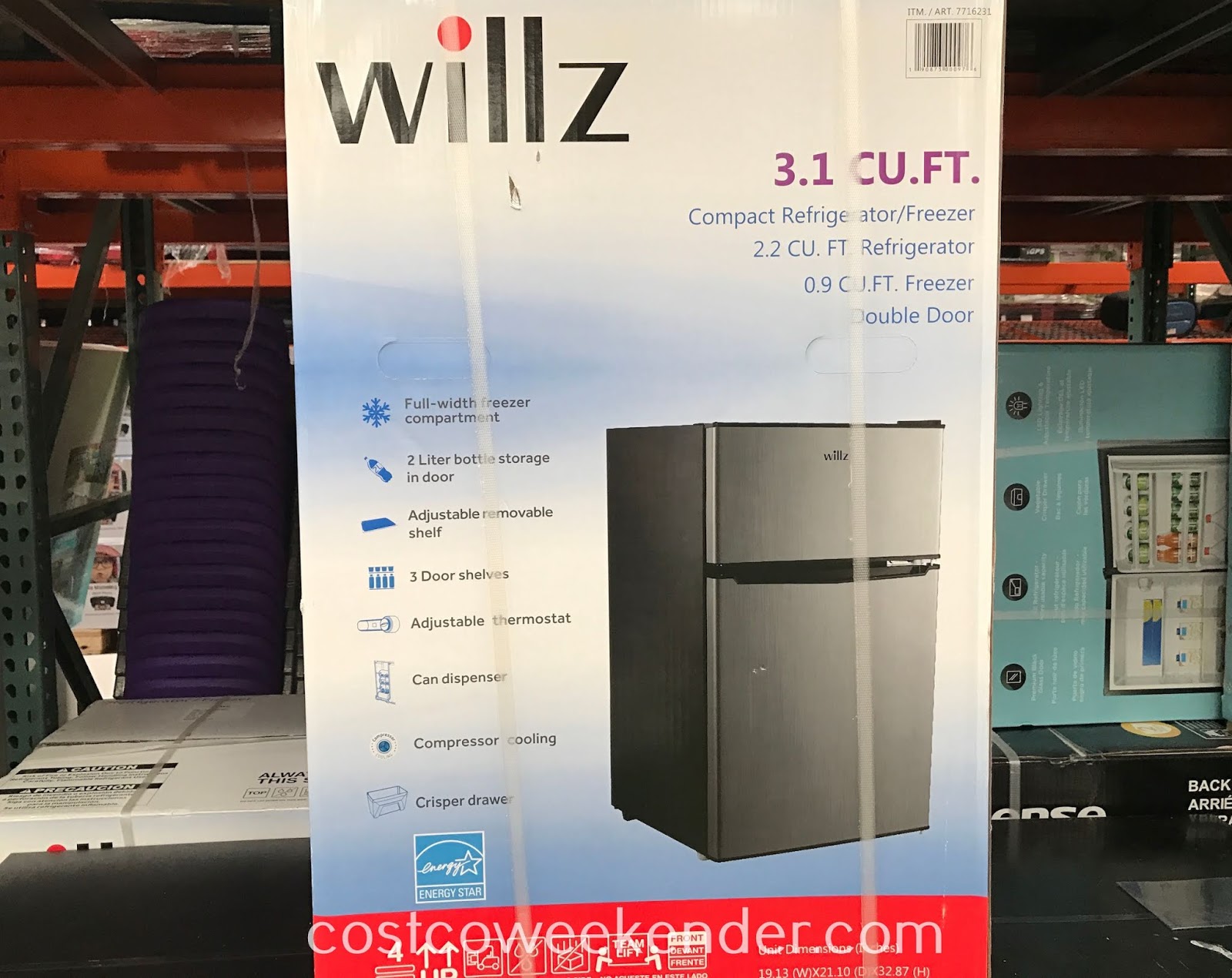 Whirlpool 3.1 cu ft Energy Star Compact Refrigerator WLR31TS1E