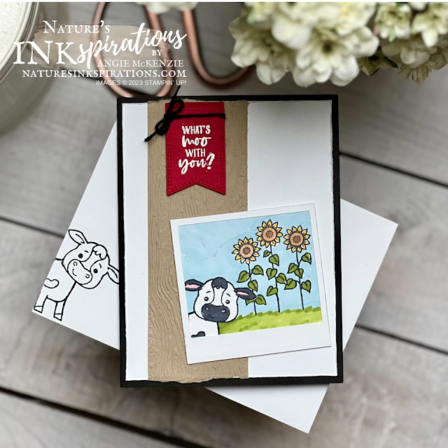 Stampin' Up! Cutest Cows selfie card with envelope | Nature's INKspirations by Angie McKenzie