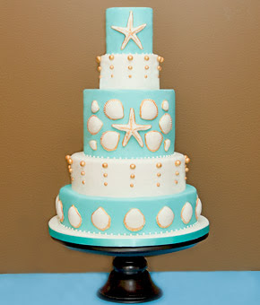 blue and white wedding cake