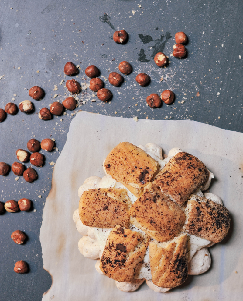 Dark Chocolate Tiramisu with Hazelnuts and Meringue Lady Fingers