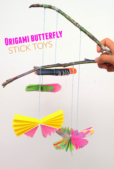 Origami Butterfly Stick Toys- Decorate, fold, and play!