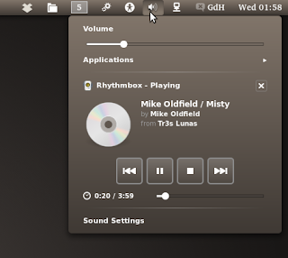 Media player indicator jako rozšíření ovládání hlaitosti - GNOME Shell