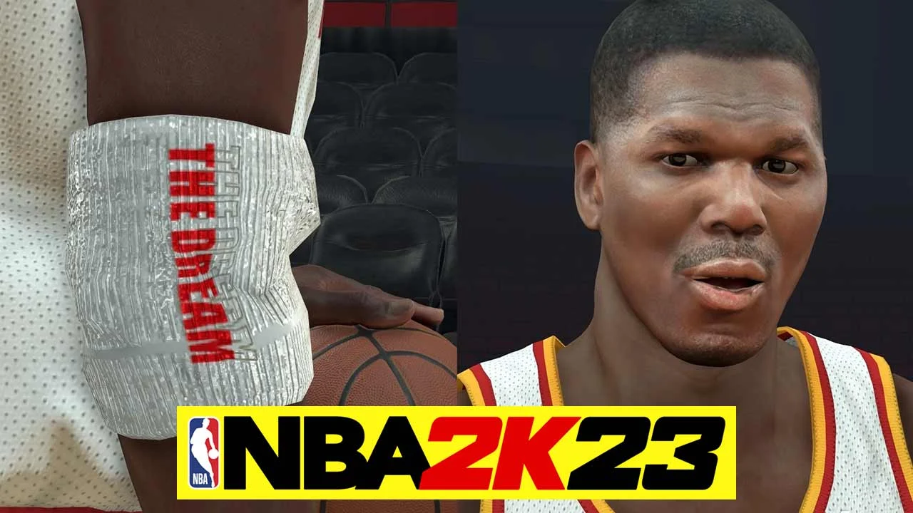 NBA 2K23 Hakeem Olajuwon Cyberface & The Dream Elbow Pad