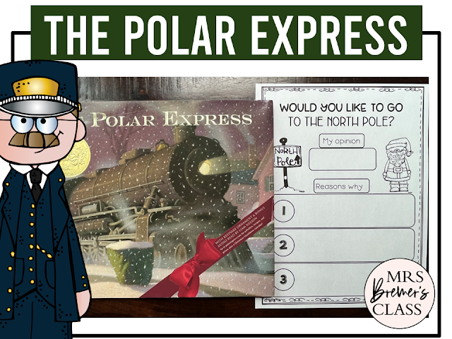 The Polar Express book activities unit with literacy printables, reading companion activities, and a craft for Christmas in Kindergarten and First Grade