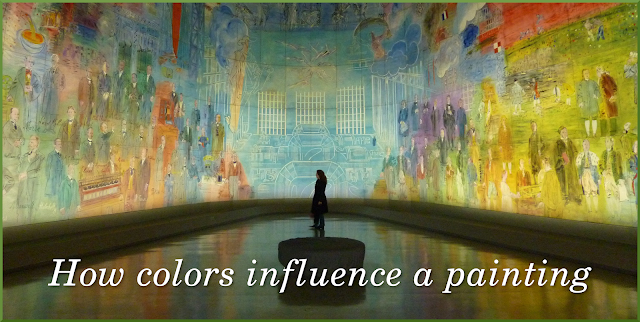 girl standing in museum looking at paintings