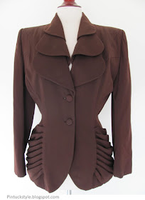 Lilli Ann 40s jacket front view, pleated pocket
