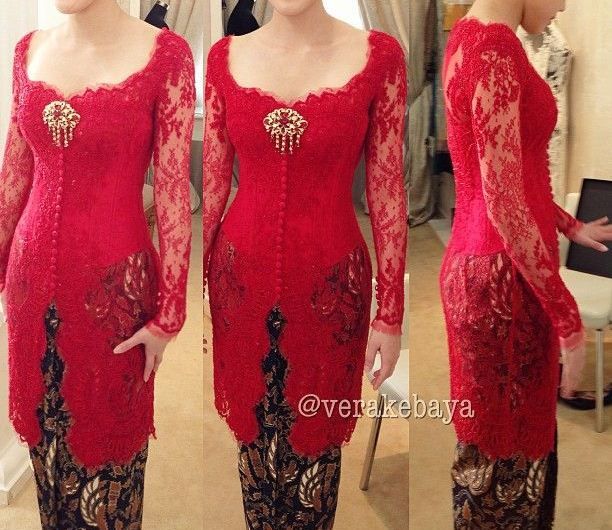 16 model vera kebaya warna merah modern terbaru cantik 