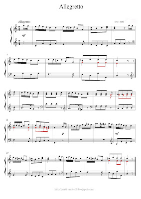 Partitura de piano gratis de Daniel Gottlob Turk: Allegretto