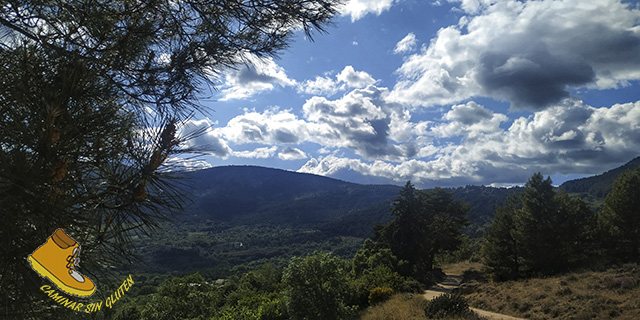 Sendero de la Mina de Plata de Bustarviejo con el Puerto de Canencia de fondo