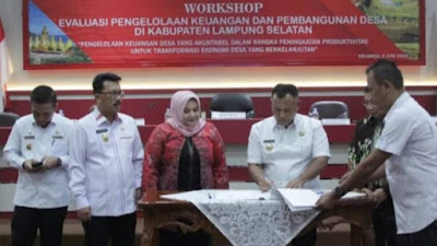 Bupati Lamsel Buka Workshop Evaluasi Pengelolaan Keuangan Dan Pembangunan Desa