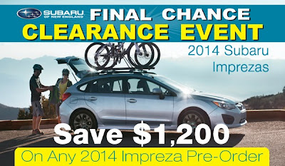 Burlington Subaru Final Chance Clearance Event - 2014 Subaru Impreza