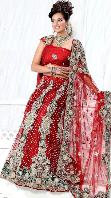 Latest Red Bridal Lehenga Choli 2013-14 Collection