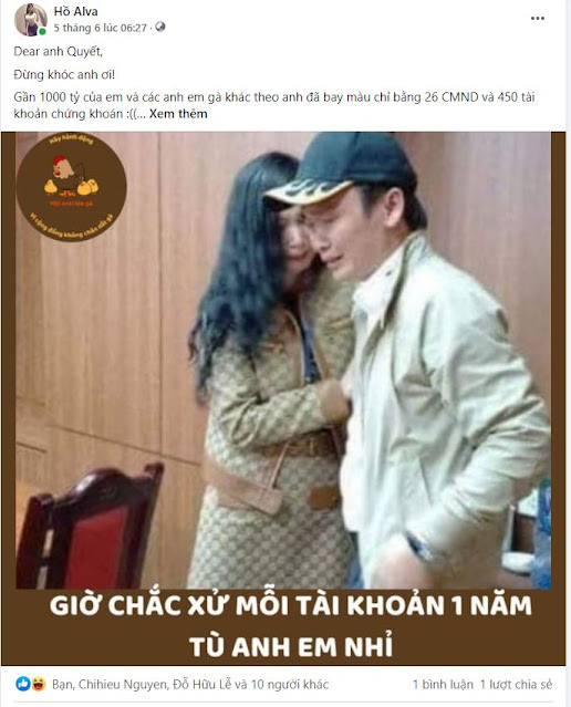 Một bài viết của admin group Hội Anti Lùa Gà Chứng Khoán đã kể về vấn đề Trịnh Văn Quyết