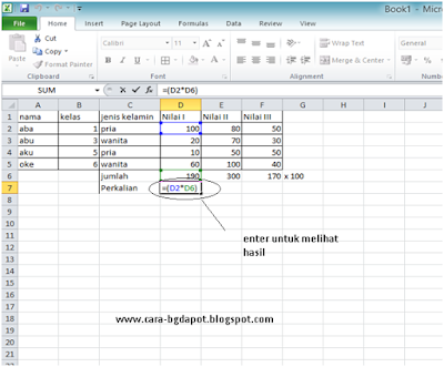 Melakukan Perhitungan Dengan Menggunakan Rumus Di Microsoft Excel 2010