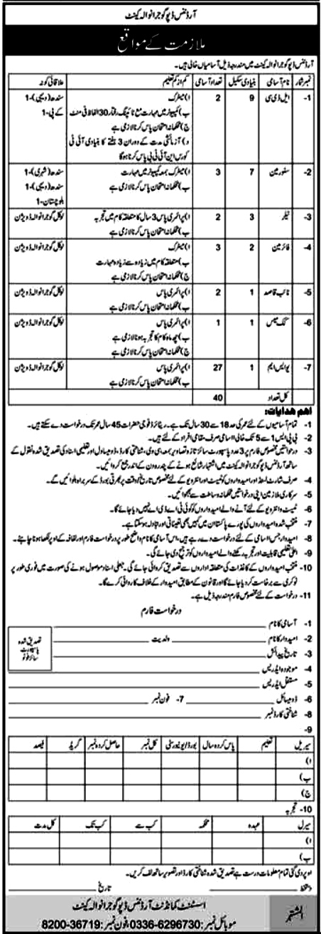 Latest Jobs in Ordnances Depot Gujranwala 2021-Download Application Form