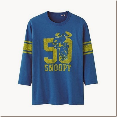 UNIQLO Man Peanuts Graphic 3 4 Sleeve T-shirt Blue