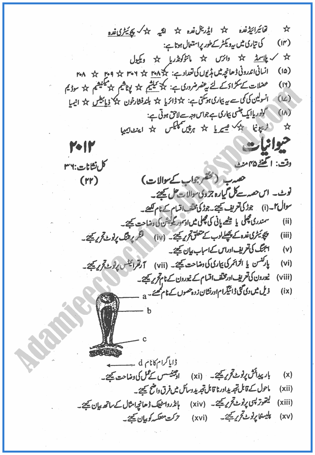 Botany-urdu-2012-past-year-paper-class-XII