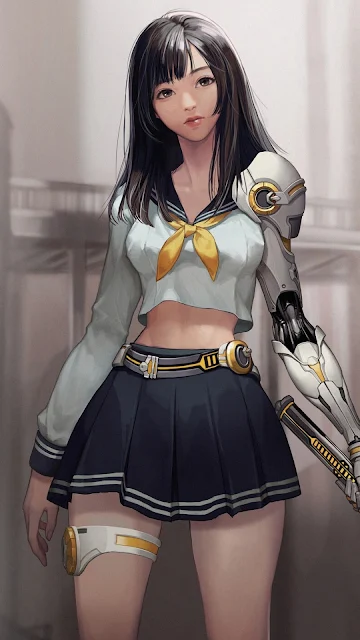 Warrior Anime School Girl With Sword