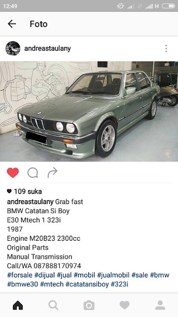 Mobil BMW E30 punya Andre Taulany dijual. Mobil Catatan si Boy.