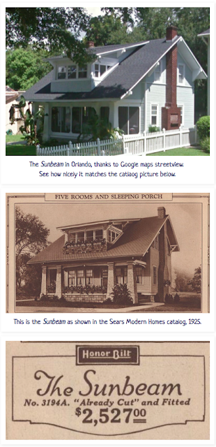 Sears Sunbeam in Orlando Florida and Sears Sunbeam in 1925 catalog