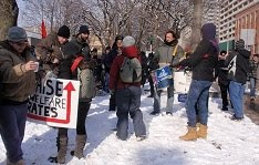 Gathering at Moss Park for OCAP rally, Saturday January 26 2013.